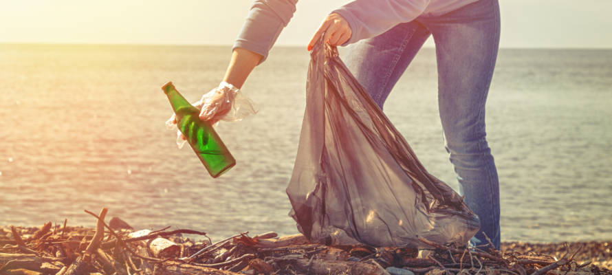 cleaning up beach