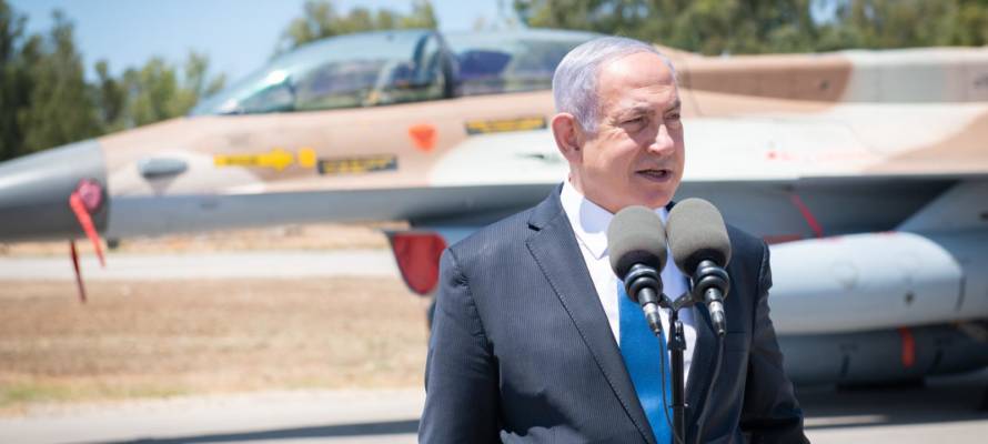 Prime Minister Benjamin Netanyahu at the Hatzor Air Force Base