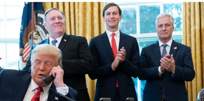 Donald Trump, Jared Kushner, Robert O'brien, Mike Pompeo