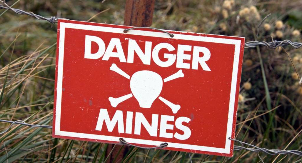 Minefield sign