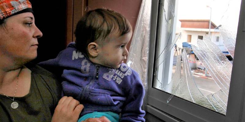 A window in Israel shattered by a Palestinian rocket