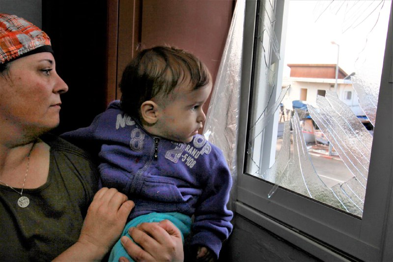 A window in Israel shattered by a Palestinian rocket