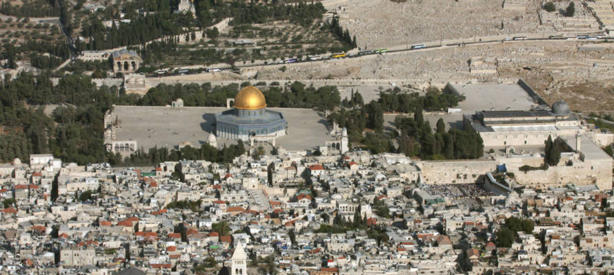 An aerial view of the Old City of Jerusalem