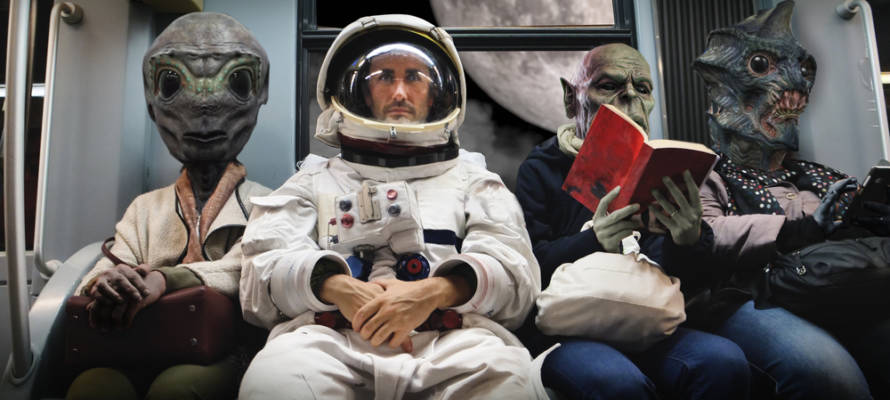 Astronaut and aliens