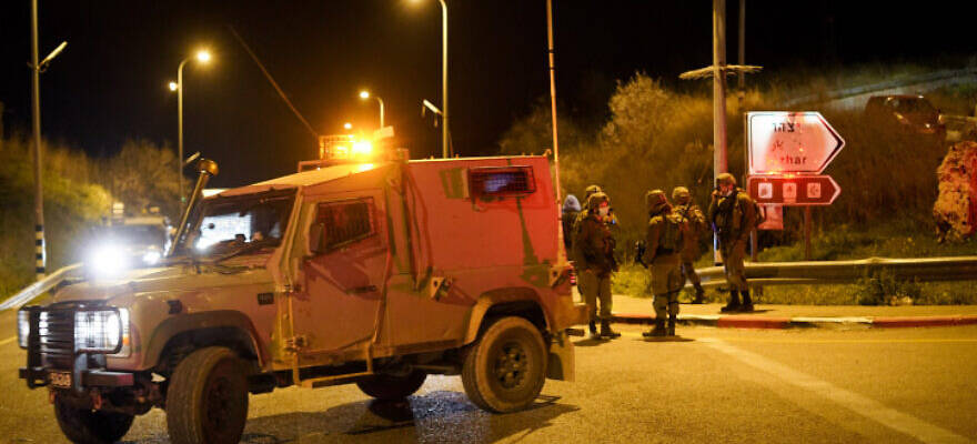 Israeli security forces near Yitzhar in Samaria region