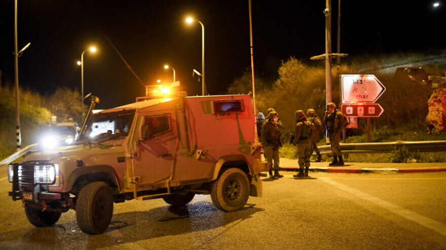 Israeli security forces near Yitzhar in Samaria region