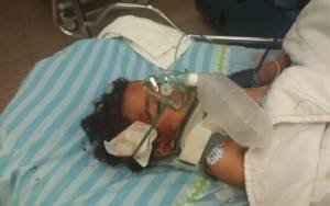 Wounded Palestinian boy