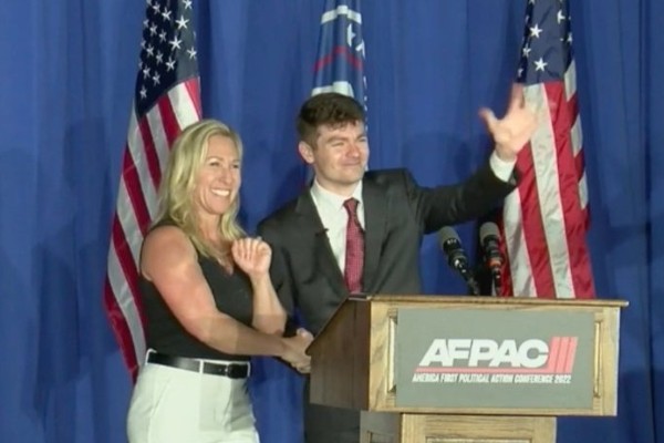 Marjorie Taylor Greene and Nick Fuentes