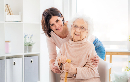 happy elderly woman