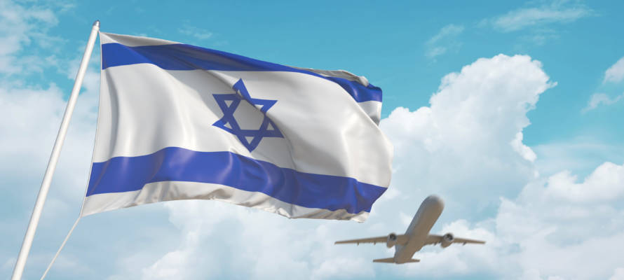 Israeli flag, plane