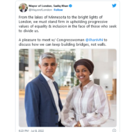 Sadiq Khan, posing with Ilhan Oma