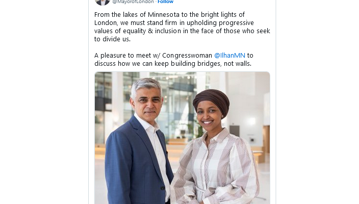Sadiq Khan, posing with Ilhan Oma