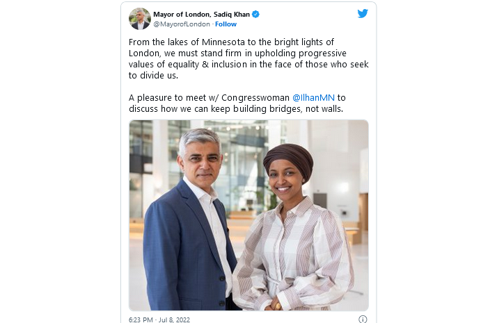 Sadiq Khan, posing with Ilhan Oma