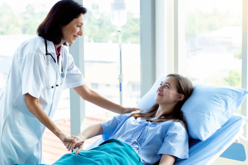 Professional,Medical,Service,Concept.,Caucasian,Doctor,Smiling,Take,Care,Of