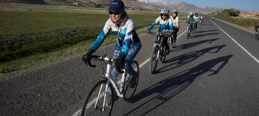 Zakia Mohammadhi (front) coaches a team in Afghanistan