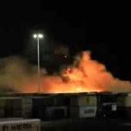 Shipping containers burn