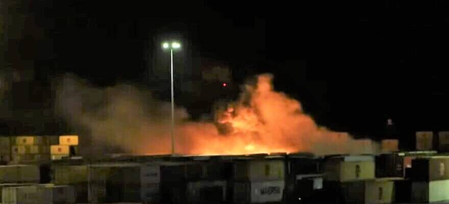 Shipping containers burn