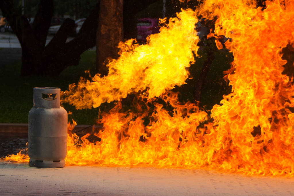 Flaming propane tank