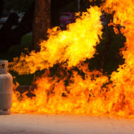 Flaming propane tank