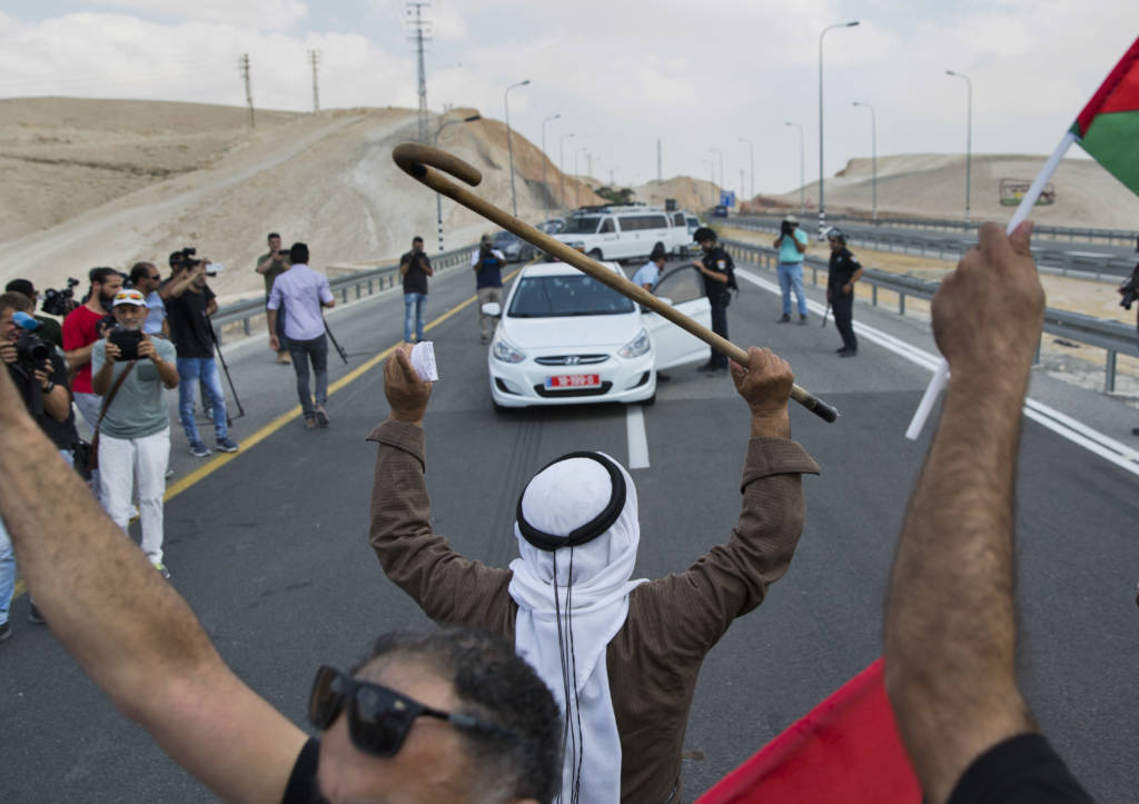 With European support, Arabs protest Israeli control of portions of Judea and Samaria