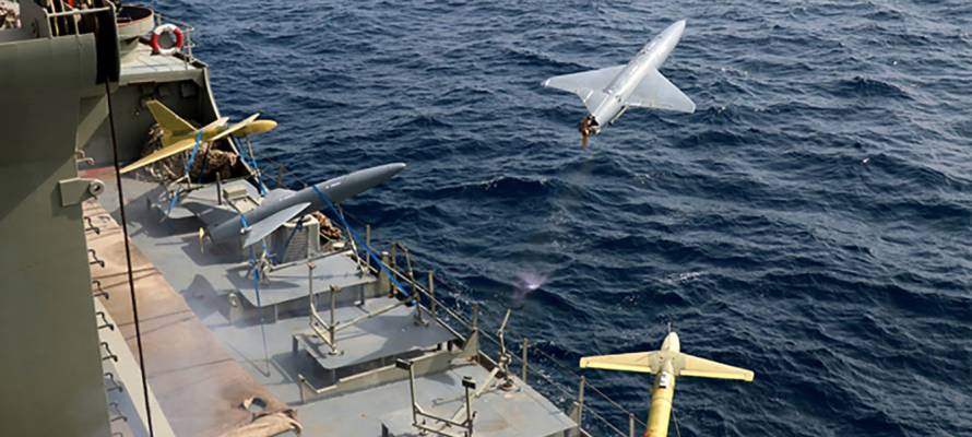 Iranian drones launched from a warship