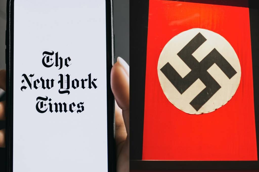 NY Times (L), swastika (R)