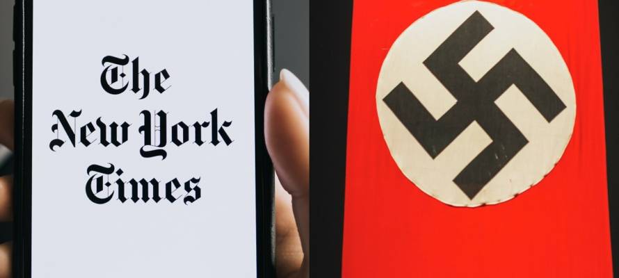 NY Times (L), swastika (R)