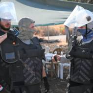 Workers of the Israel National Mine Action Authority (INMAA) searching for landmines