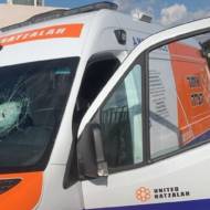 A United Hatzalah ambulance after being stoned by Palestinians in Gush Etzion. Jan. 5, 2023
