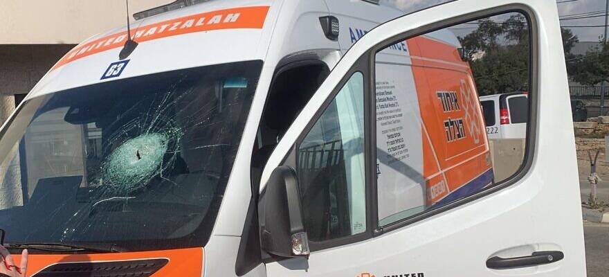 A United Hatzalah ambulance after being stoned by Palestinians in Gush Etzion. Jan. 5, 2023