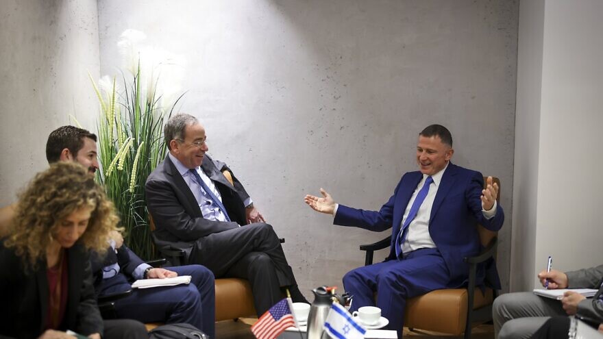 Knesset Foreign Affairs and Defense Committee Chair Yuli Edelstein and U.S. Ambassador to Israel Tom Nides meet in Jerusalem on Wednesday