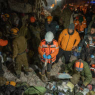 Members of United Hatzalah in Kahramanmaras, Turkey. (