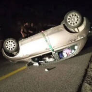 Car flips over during terror attack