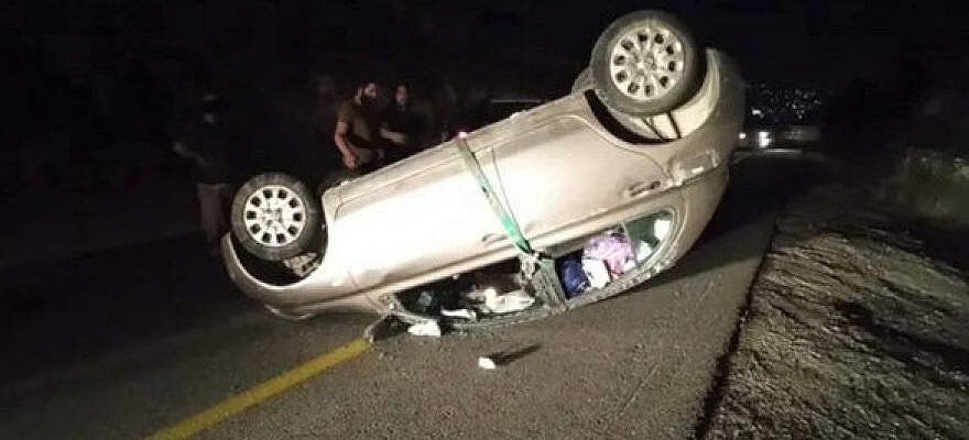Car flips over during terror attack