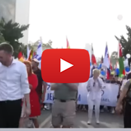 Christian supporters march in Jerusalem