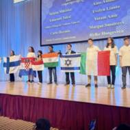 Yotam Amir, holding Israeli flag