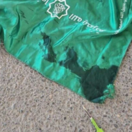Hamas flag and knife of terrorist.