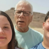 Liel (left), Avia (back) and Yanai Hetzroni, from Kibbutz Be'eri.