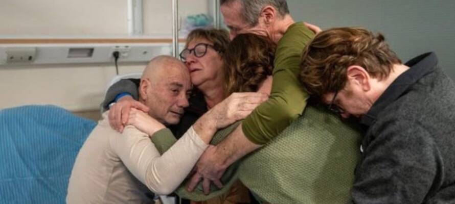 rescued hostages with families