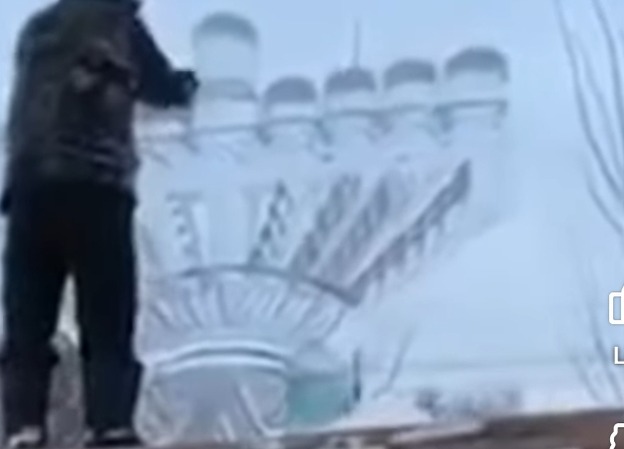 Ice menorah in siberia