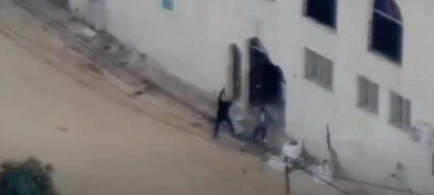 Terrorists fire from inside a mosque (youtube screenshot)