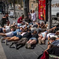 Taking cover in Jerusalem during siren warning of Houthi missile