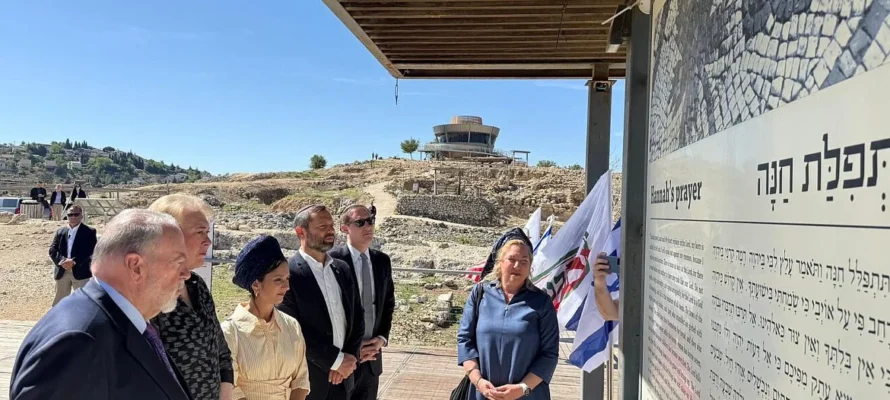 U.S. Ambassador to Israel Mike Huckabee during an official visit to the Ancient Shiloh site