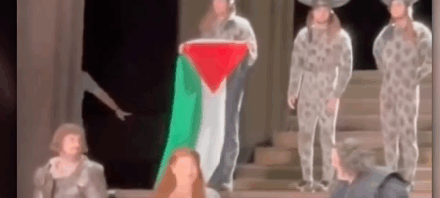 Palestinian flag, Royal Opera House