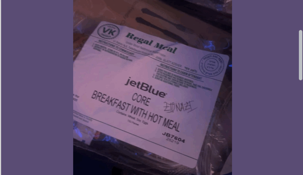 Jetbllue kosher meal
